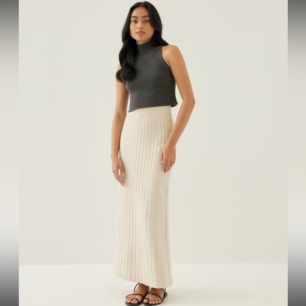 Love Bonito Korin Elastic Waist Soft Cozy Knit Column Ribbed Maxi Skirt Size 6